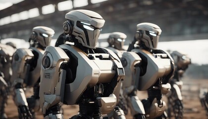 Fototapeta premium A squadron of humanoid robots