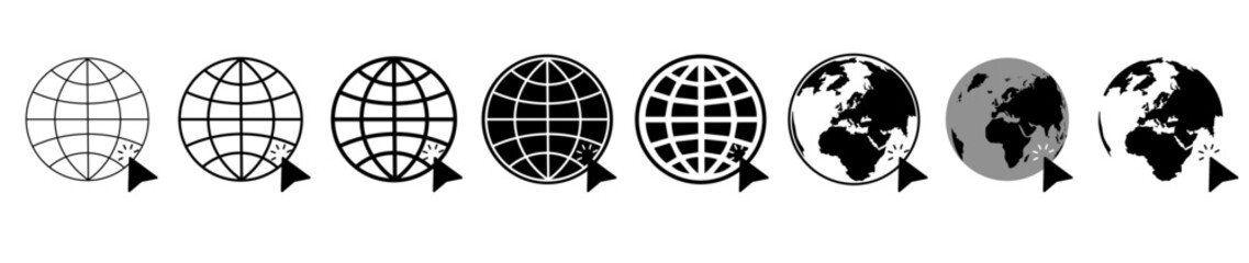 World icon simple set of globe outline icons on white background vector eps 10