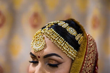 Indian bride's wedding jewelry close up