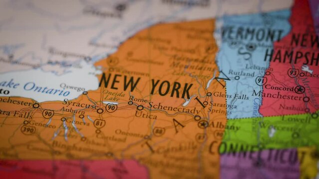 USA state map color contour New York NY