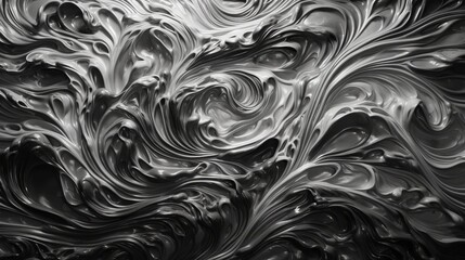Abstract black and silver acrylic painted fluted 3d painting texture luxury background banner on canvas - Silver and black waves swirls. Decor concept. Wallpaper concept. Art concept. 3d concept.