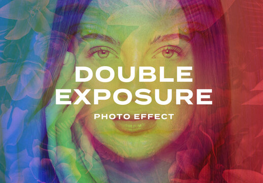 Double Exposure Grain Photo Effect Paper Texture Template Mockup Overlay Style