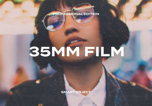 35mm Film Frame Retro Grain Light Leak Photo Effect Paper Texture Template Mockup Overlay Style