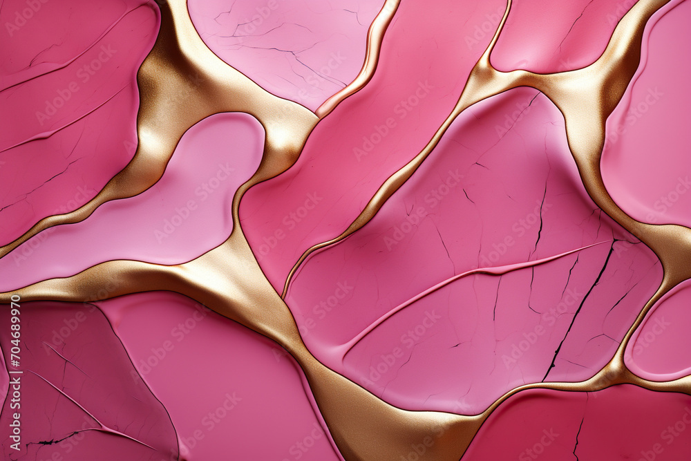 Wall mural abstract background of liquid pink marble with gold. generated by artificial intelligence