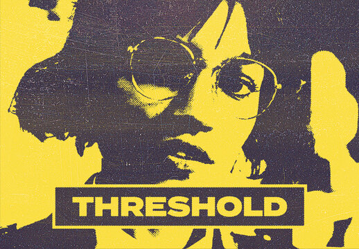 Threshold Halftone Screen Photo Effect Paper Texture Template Mockup Overlay Style