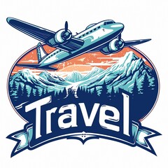 A beautiful travel logo with an airplane