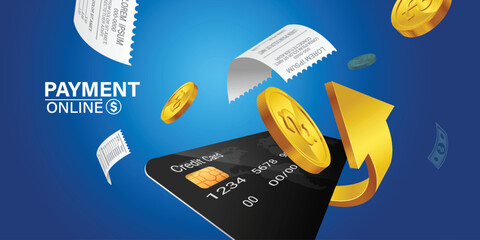 Cash back, money saving vector concept with dollar coins, wallet, arrows, credit card.Guarantee bonus program finance sticker. Online shopping, cash back sale offer emblem,Cash back service, financial