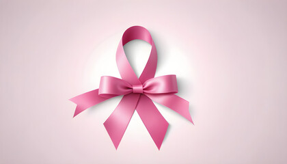 Pink ribbons isolated on white (Breast Cancer Sign) white background with copy space world cancer day concept created with generative ai