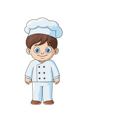 Cute chef boy cartoon on white background