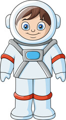 Cute boy astronaut cartoon on white background