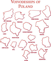 Set of Voivodeships of Poland, smooth abstract red gradient line