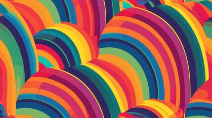 Obraz premium a multicolored abstract background with wavy lines and colors of different shades of red, yellow, blue, green, orange, and pink.