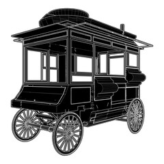 Fototapeta na wymiar Antique Popcorn Wagon Vector. Illustration Isolated On White Background. A Vector Illustration Of The Food Trucks.