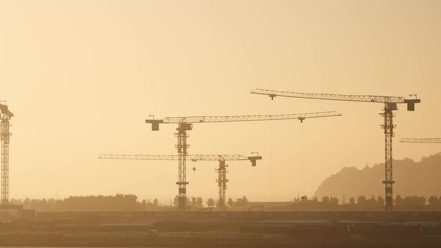 construction site at sunrise