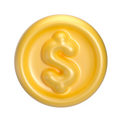 3D Yellow glossy coin icon