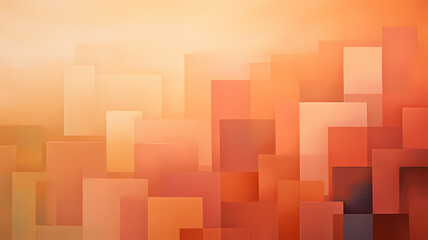 Sunset hues with layered square cutouts, tranquil and warm abstraction