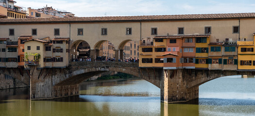 Famous Ponte Vecchio from medieval times in the city center of Florence