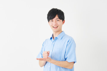 ひらめく男性　白背景