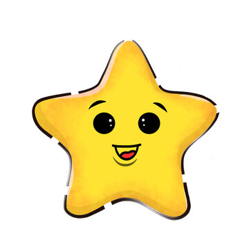 Cute star smile greet happily happy face cartoon hand drawn stars yellow clipart mbe element emoticon