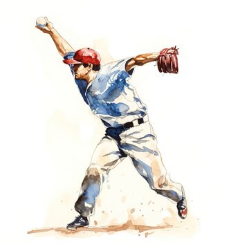 Baseball player pitching a ball