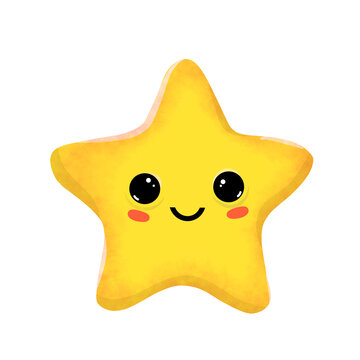 Cute star smile smiling face cartoon hand drawn stars yellow clipart mbe stiker element emoticon