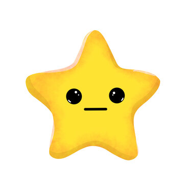 Cute star cartoon neutral face hand drawn stars yellow clipart mbe element emoticon