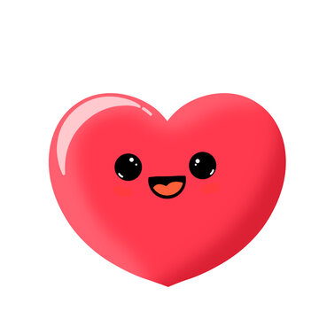 Cute heart smiley face cartoon hand drawn red pink clipart mbe stiker love smiling element emoticon