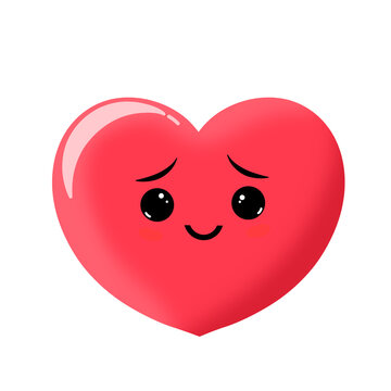 Cute heart emoticon pleading face cartoon hand drawn red clipart mbe stiker love element