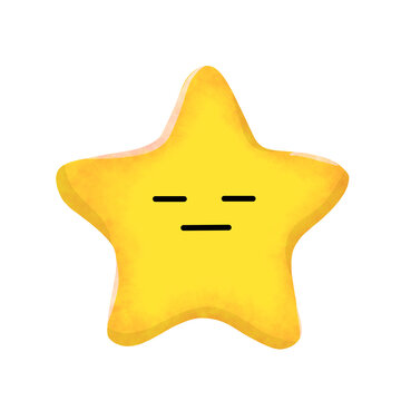 Cute star expressionless face cartoon hand drawn stars yellow clipart mbe element emoticon