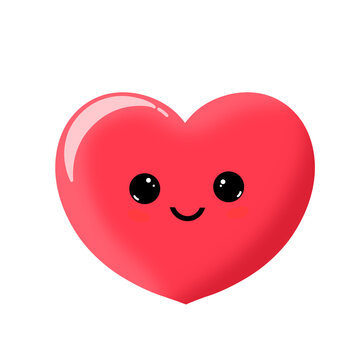 Cute pink heart emoticon smile face cartoon hand drawn love red clipart mbe smiling stiker element