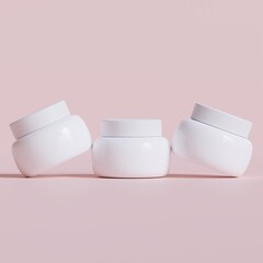 Round packaging of cream. Jar of cream isolated on backgroun color