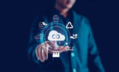 Reduce greenhouse gas emission concept, Renewable energy reduce air pollution, Green business,...