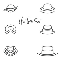 simple design icon set bundle of hats of various shapes