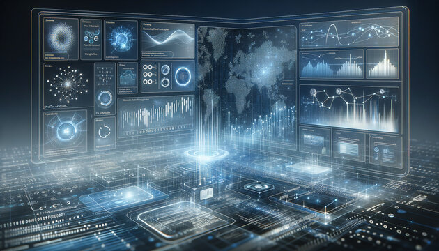 Futuristic Predictive Analytics: Dynamic Data Visualization in Blue and White