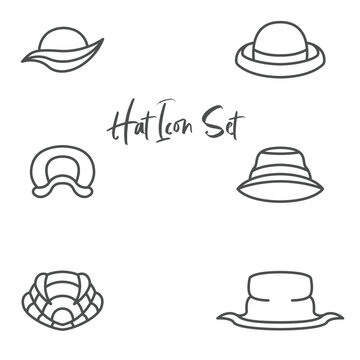 simple design icon set bundle of hats of various shapes