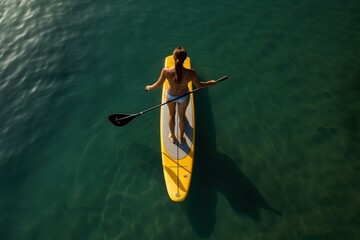 Woman paddle boarding in the ocean
