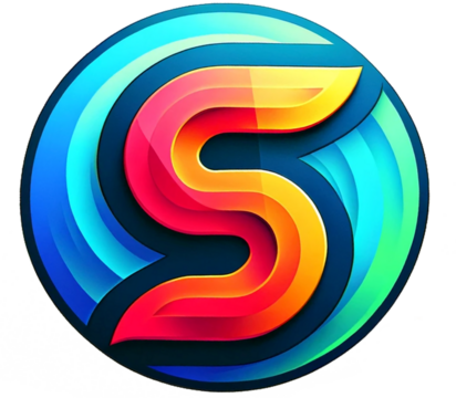 Colorful S logo inside a circle 