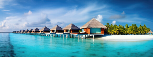 Fototapeta premium Luxury vacation bungalow on the island in the ocean