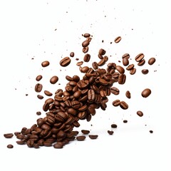 Obraz premium Coffee beans explosion isolated on white background