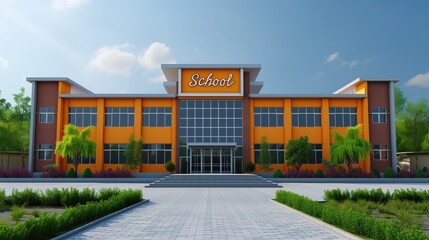 Abstract school building, Generative AI