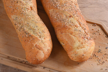 Baked wheat bread with herb seasoning seasoned baguette