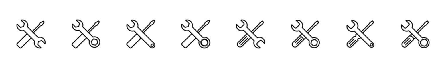 Repair tools icon set. tool icon vector. setting icon vector. Wrench and screwdriver. support, Service