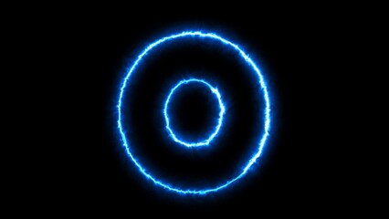 0 number text font with neon light. Luminous and shimmering haze inside the letters of the text 
zero. 0 number neon sign.