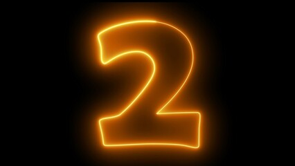 2 number text font with neon light. Luminous and shimmering haze inside the letters of the text 
two. 2 number neon sign.