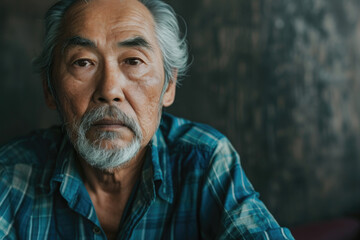 Portrait of senior asian man looking at camera.