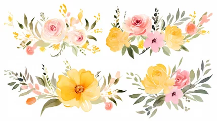 Foto op Plexiglas Floral frame with watercolor flowers, decorative flower background pattern, watercolor floral border background © feeng
