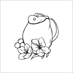 vector illustration of bag with outline flowers
