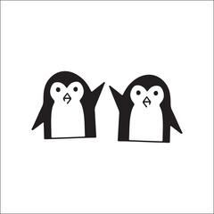 Obraz na płótnie Canvas vector illustration of two cute penguins