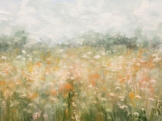 Obraz premium Field of flowers painted in an impressionist style