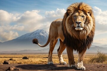 King of the Plains: The Majestic Lion and the Mountain